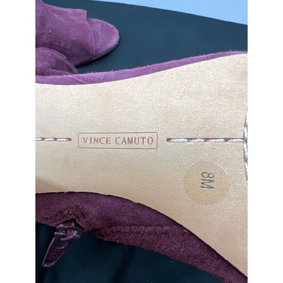 Vince Camuto Womens VC-Keyna Peep-Toe Ankle Booties Size 8M Plum Suede Leather U - Picture 11 of 11